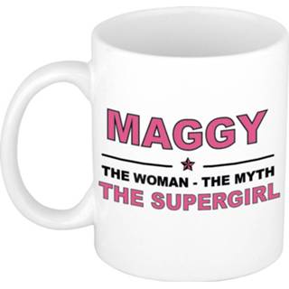 👉 Koffiemok multi keramiek vrouwen Namen / theebeker Maggy The woman, myth supergirl 300 ml