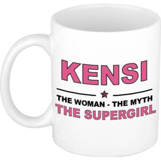 👉 Koffiemok multi keramiek vrouwen Namen / theebeker Kensi The woman, myth supergirl 300 ml