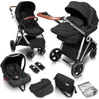 👉 Wandel wagen zilver zwart jongens baby's BabyGO Combi wandelwagen Halime 3 in 1 Anthracite Silver 4260332054980