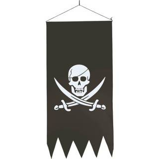 👉 Piraten vlag active zwarte met doodskop 86 cm