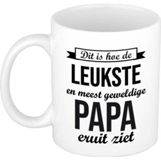 👉 Koffiemok wit keramiek volwassenen Leukste en meest geweldige papa cadeau / theebeker 300 ml