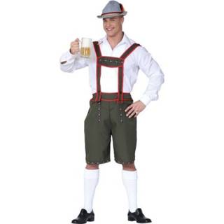 👉 Tiroler lederhos active mannen groene rode Groene/rode lederhosen verkleed kostuum/broek voor heren