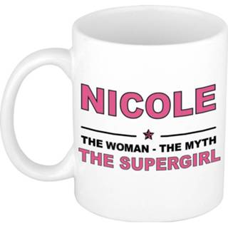 👉 Koffiemok multi keramiek vrouwen Namen / theebeker Nicole The woman, myth supergirl 300 ml