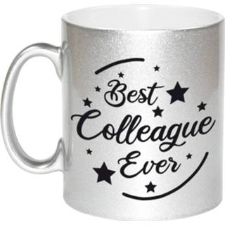 👉 Beker zilver active Best colleague ever mok / bedankt cadeau collega 330 ml