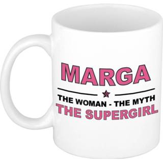 👉 Koffiemok multi keramiek vrouwen Namen / theebeker Marga The woman, myth supergirl 300 ml