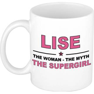 👉 Koffiemok multi keramiek vrouwen Namen / theebeker Lise The woman, myth supergirl 300 ml