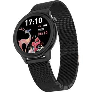 👉 Smartwatch zwart active vrouwen F80 1,3 inch TFT-kleurenscherm IP68 waterdicht dames smartwatch, ondersteuning lichaamstemperatuurmeter / bloeddrukmeter menstruatiecyclusherinnering (zwart)