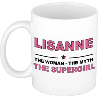👉 Koffiemok multi keramiek vrouwen Namen / theebeker Lisanne The woman, myth supergirl 300 ml