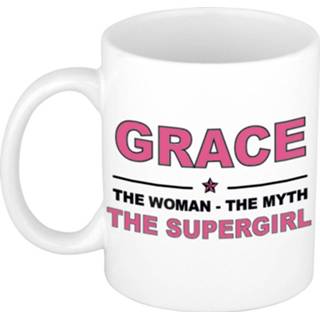 👉 Koffiemok multi keramiek vrouwen Namen / theebeker Grace The woman, myth supergirl 300 ml