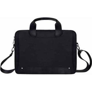 👉 Laptoptas zwart stoffen active netbooktas DJ08 Oxford waterdichte slijtvaste voor 13,3 inch laptops, met verborgen handvat en bagage-trekstang verstelbare schouderriem (zwart) 6922228835582