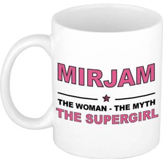 👉 Koffiemok multi keramiek vrouwen Namen / theebeker Mirjam The woman, myth supergirl 300 ml