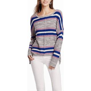👉 Coltrui grijsblauwe s active kleding vrouwen Dames gebreide coltrui, maat: (grijsblauwe strepen)