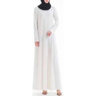 👉 Lange jurk wit m active Jurk||||Jurk>Kleding vrouwen Moslim Mouw Binnen (Kleur: Maat: M)