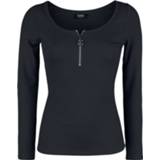 👉 Shirt zwart vrouwen m Black Premium by EMP - schwarzes Langarmshirt mit Reißverschluss im Rundhalsausschnitt met lange mouwen 4060587976835