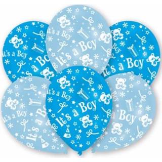 👉 Geboorte ballon active jongens blauwe 6x stuks ballonnen jongen 27.5 cm