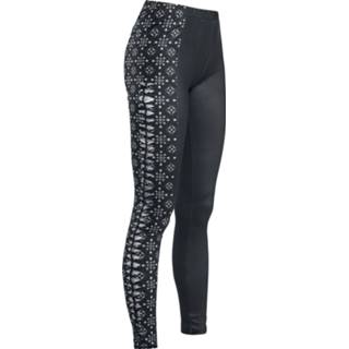 👉 Legging zwart vrouwen s Gothicana by EMP - Black leggings with cut-outs and detailed print 4064854019478