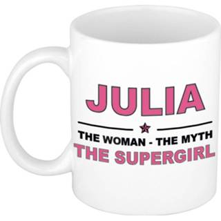 👉 Koffiemok multi keramiek vrouwen Namen / theebeker Julia The woman, myth supergirl 300 ml