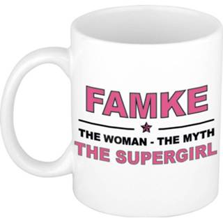 Koffiemok multi keramiek vrouwen Namen / theebeker Famke The woman, myth supergirl 300 ml