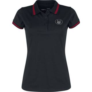 👉 Poloshirt zwart vrouwen m EMP Premium Collection - Schwarzes mit Stickerei und roten Details T-shirt 4064854090606