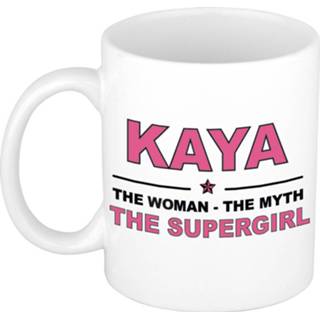 👉 Koffiemok multi keramiek vrouwen Namen / theebeker Kaya The woman, myth supergirl 300 ml
