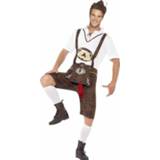 👉 Tiroler lederhos active mannen bruine funny lederhosen kostuum/broek voor heren