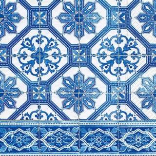 👉 Servet blauw papier multikleur 40x Servetten Portugees Tegelprint 33 X Cm - Feest/party Met Azulejo Print Uit Portugal 8720147530186