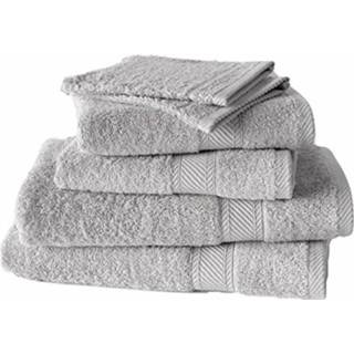 👉 Handdoek witte katoen grijs De Lietaer Helene Handdoeken Set Met Washanden Dove, 6 Delig 5410156509329