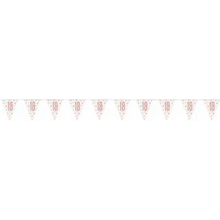 👉 Vlaggenlijn wit zalmkleurig kunststof roze Unique 18 Confetti 274 Cm Wit/zalmroze 8719817680542