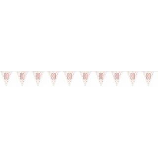 👉 Vlaggenlijn wit zalmkleurig kunststof roze Unique 80 Confetti 274 Cm Wit/zalmroze 8719817680610