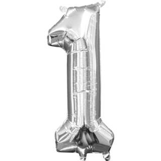👉 Folie zilver zilverkleurig Amscan Ballon Cijfer 1 40 Cm 26635330763