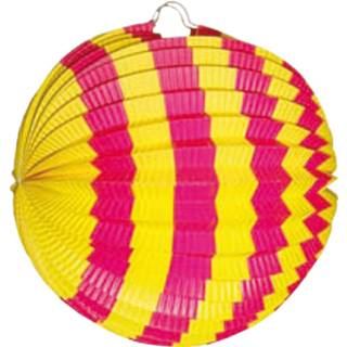 👉 Lampion geel roze papier multikleur Geel/roze 24 Cm 8718758057123