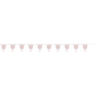 👉 Vlaggenlijn wit zalmkleurig kunststof roze Unique 100 Jaar 274 Cm Wit/zalmroze 11179848485