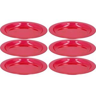 Plastic bord active rode rood kunststof 6x borden/bordjes 20 cm