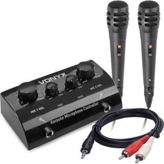 Karaoke set zwart active Vonyx AV430B met telefoonkabel en 2x microfoon - 8720105708114
