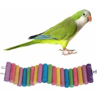 👉 3 STKS Papegaai Vogel Hamster Kleur Ronde Houten Kleine Plank Road Ladder Speelgoed, Maat: 50 cm (Kleur)