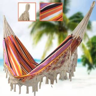 👉 Hangmat gele paarse active Outdoor camping kwast polyester stoffen (4 en strepen)