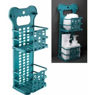 👉 Opbergmand blauw active haken 3 STKS Opvouwbare Wandrek, Specificatie: Dubbellaags (Blauw)