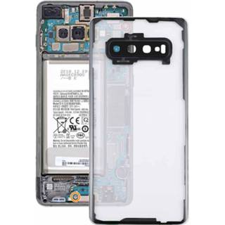 👉 Batterij transparante transparant active achterkant met cameralensdeksel voor Samsung Galaxy S10 + SM-G9750 G975F (transparant) 6922702911351