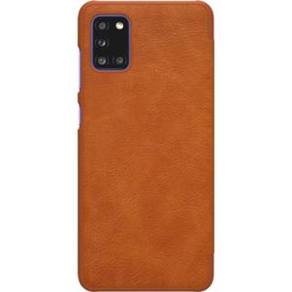 👉 Flipcover bruin leather active Samsung Galaxy A31 Hoesje - Qin Case Flip Cover 6902048198760