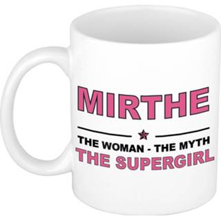 👉 Koffiemok multi keramiek vrouwen Namen / theebeker Mirthe The woman, myth supergirl 300 ml