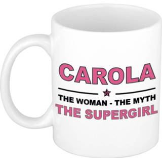 👉 Mok vrouwen Naam cadeau mok/ beker Carina The woman, myth supergirl 300 ml