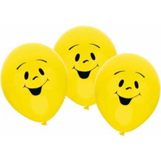 👉 Ballon active gele 6x stuks Party ballonnen smiley emoticons thema