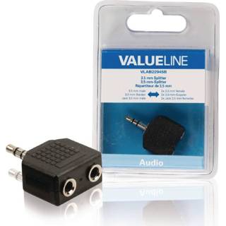 👉 Zwart Valueline VLAB22945B Audio-splitter 3,5 mm Male - 2x Female 5412810214051