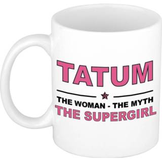 👉 Koffiemok multi keramiek vrouwen Namen / theebeker Tatum The woman, myth supergirl 300 ml