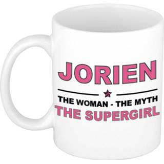👉 Koffiemok multi keramiek vrouwen Namen / theebeker Jorien The woman, myth supergirl 300 ml