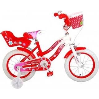 👉 Kinderfiets rood wit cantilever meisjes active kinderen Volare Lovely 14