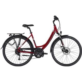 👉 Fiets rood hydraulische schijfrem vrouwen active Hercules Sportieve Sport Tourer dames donker 56cm