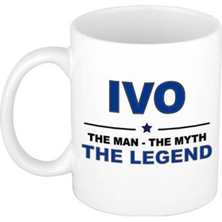 👉 Beker mannen Ivo The man, myth legend cadeau koffie mok / thee 300 ml