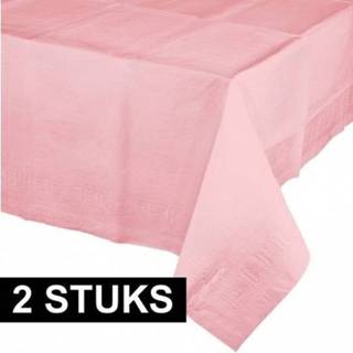 👉 Tafelkleed roze 2x Lichtroze tafelkleden 274 x 137 cm