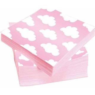 👉 Servet active roze Wolken servetten 25 x cm